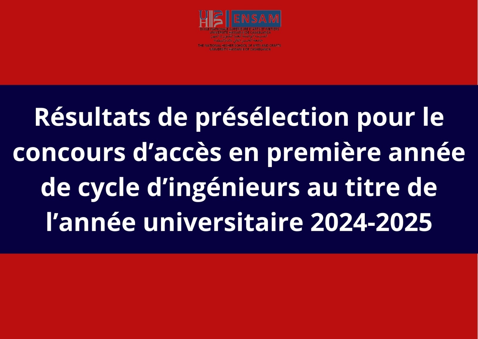 Résultats de présélection